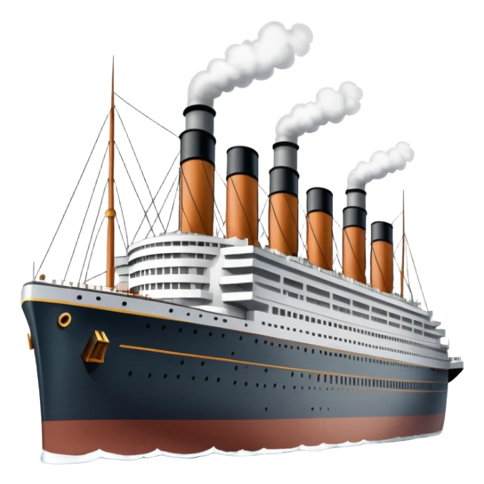 Illustrate the Titanic in daylight, showing its massive decks, smokestacks & grandeur. sticker