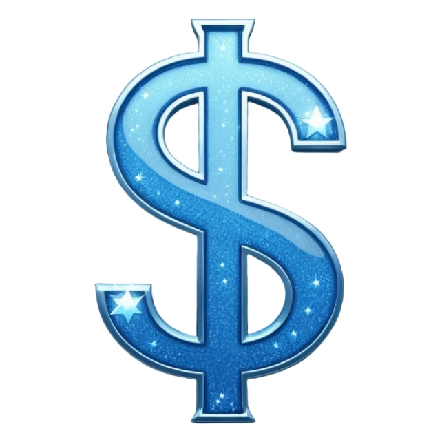 dollar sign with sparkles, blue color sticker