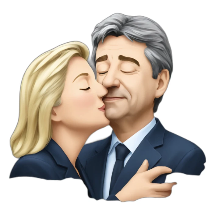 Jean Luc Mélenchon kissing Marine Lepen sticker