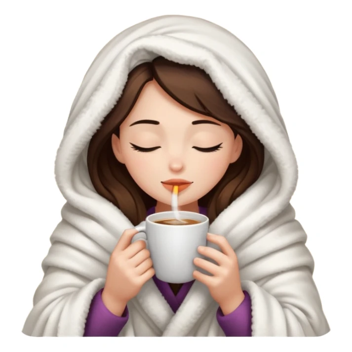 girl inside a blanket sipping coffee eyes closed sticker