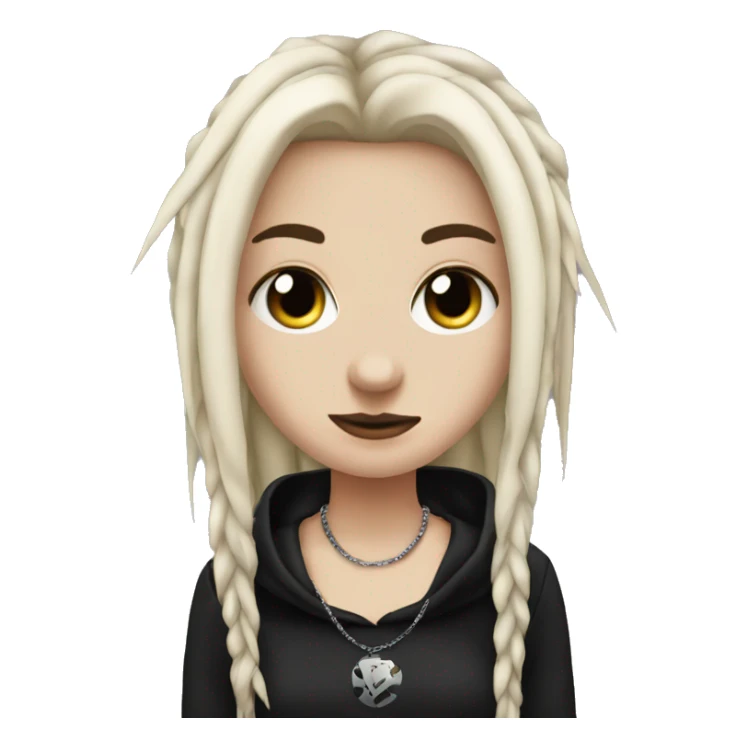 Emo white girl with nose piercing, black dreads, and spiked necklace sticker