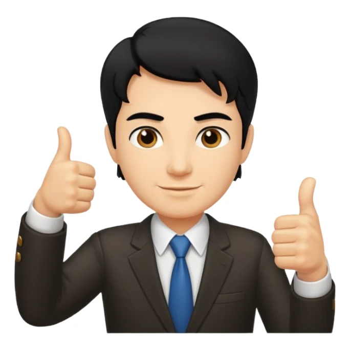 Boss with thumbs up black hair sticker