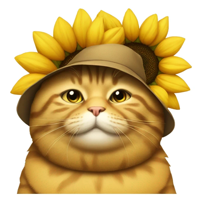 fat cat in a sunflower costume sticker