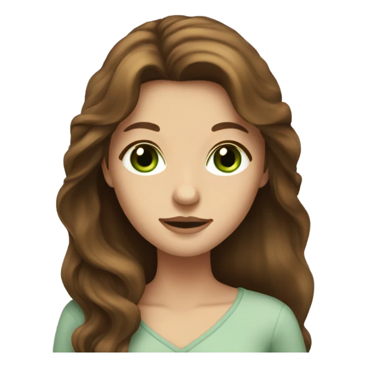 Lady with long brown hair and green eyes  sticker