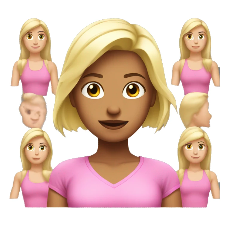 Blonde girl in pink top with muscles sticker