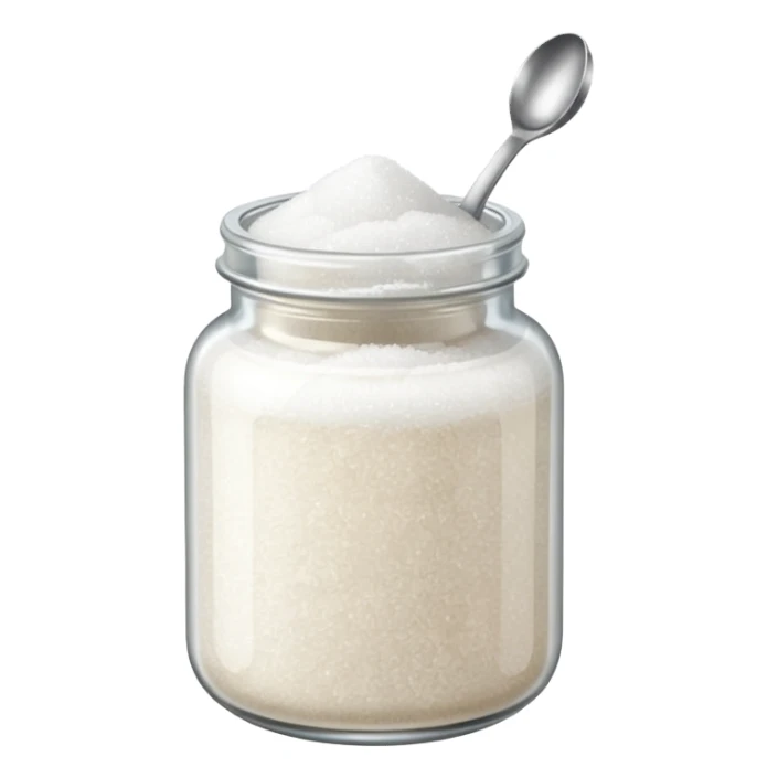Jar of white sugar with spoon sticker