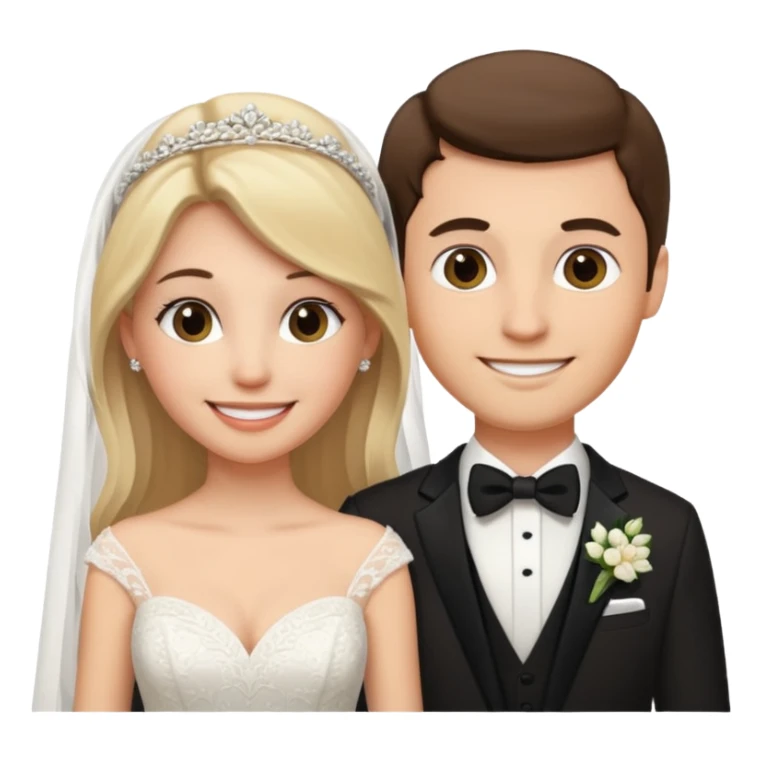 a brunette woman and a blonde man wedding day emoji sticker