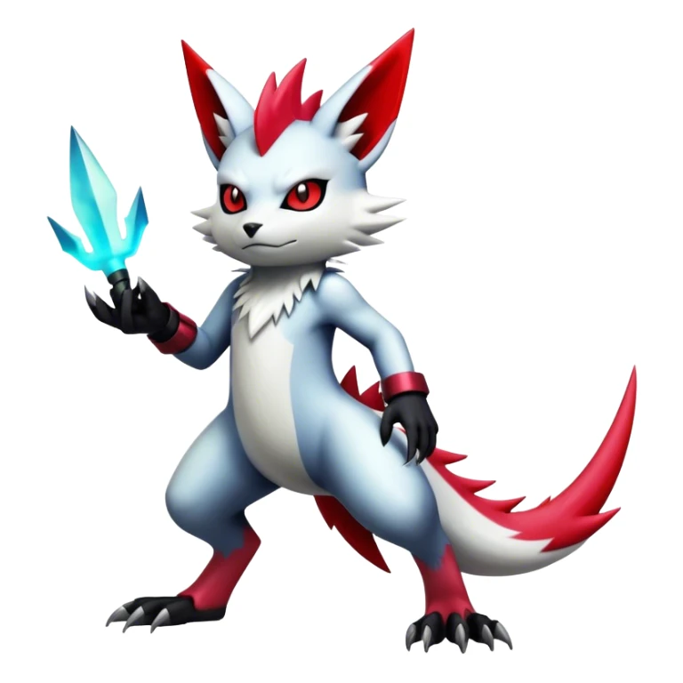 Cool Edgy Badass Shiny Futuristic Ethereal Legendary Digimon-Sneasel-Zangoose-hybrid full body sticker
