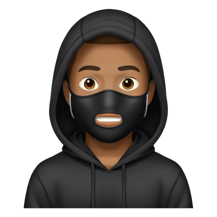 man with full face mask and black hoodie sticker