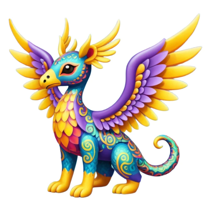 colorful fantasy animal alebrije with wings sticker