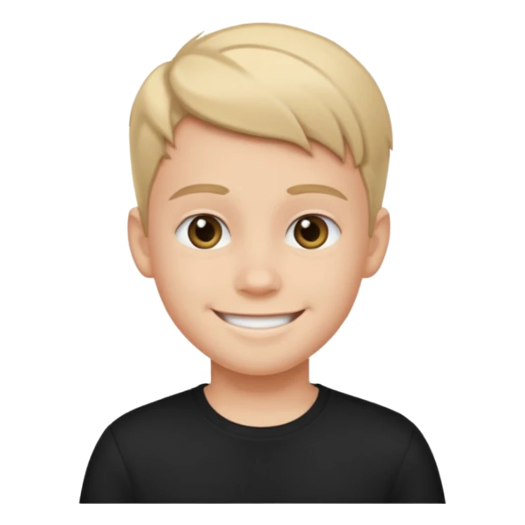 smiling boy in black shirt sticker