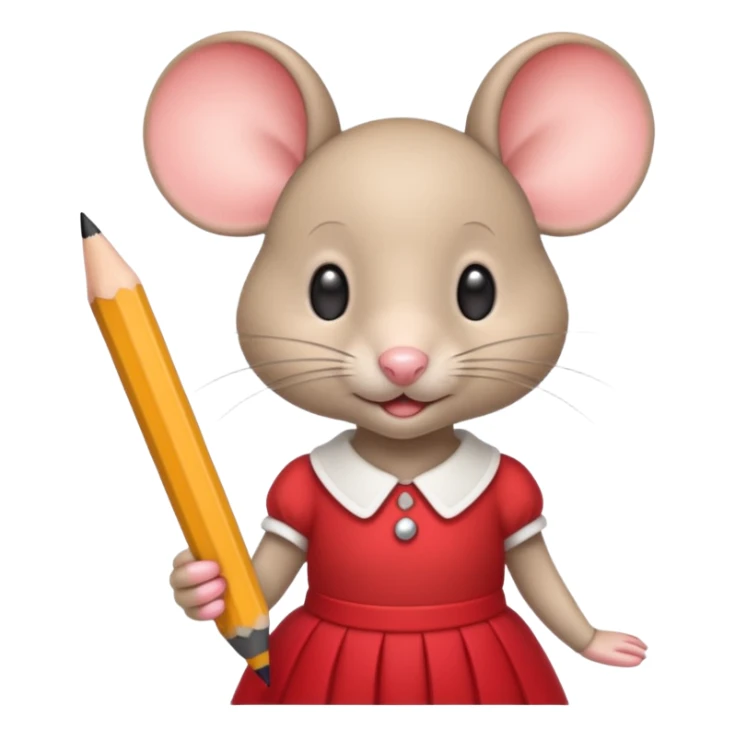 Une souris avec jupe rouge à l'école sticker