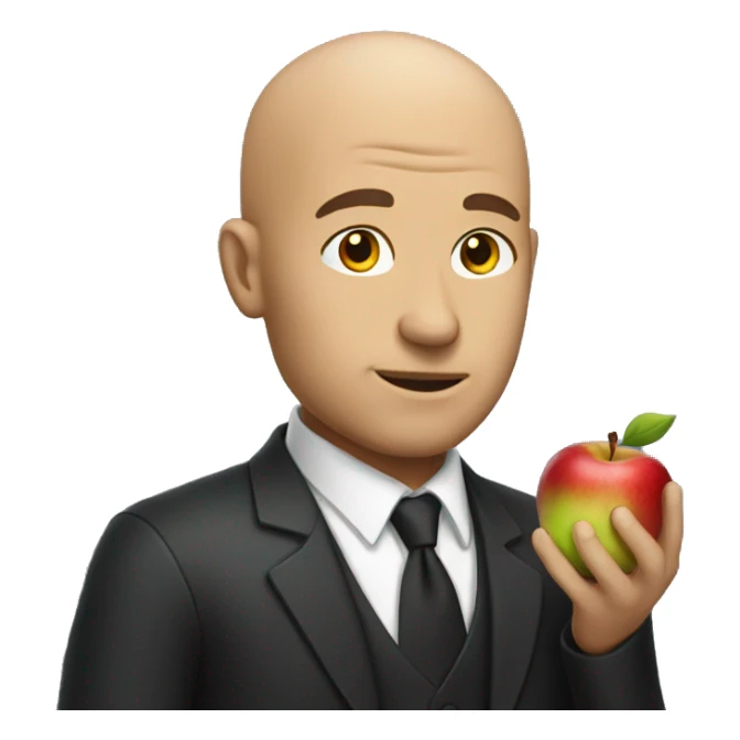 Guy with an apple infront of his bald head sticker