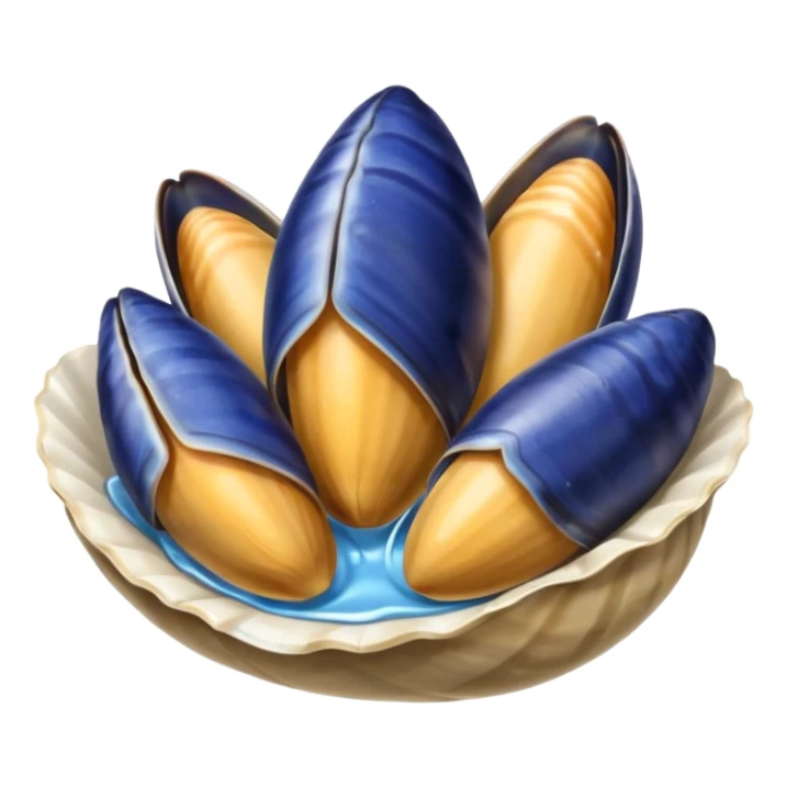 simple cartoon emoji of 3 open mussels sticker