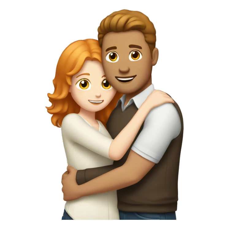 Brown hair white guy hugging ginger white woman sticker