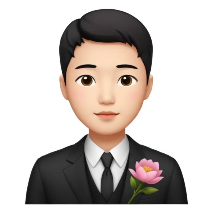 Gorgeous romantic anime style Asian formal modern shojo guy with flowers and blushing face aesthetic trending style outside sticker
