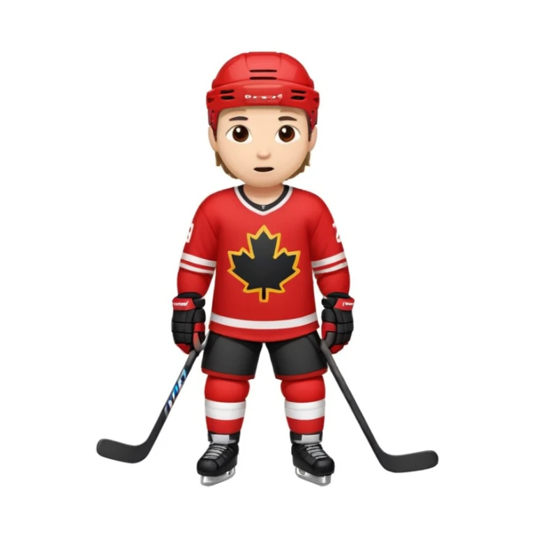moji-style hockey player wearing a red jersey, simple and expressive, minimal details, cute proportions sticker