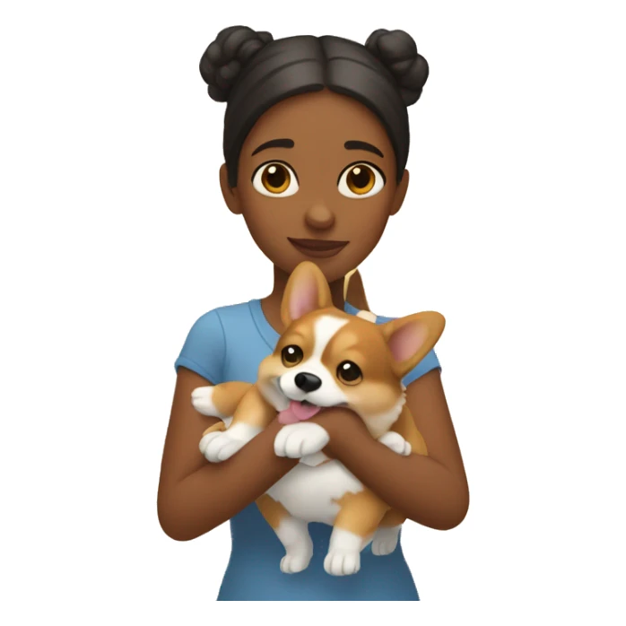a girl holds a corgi in her hands sticker