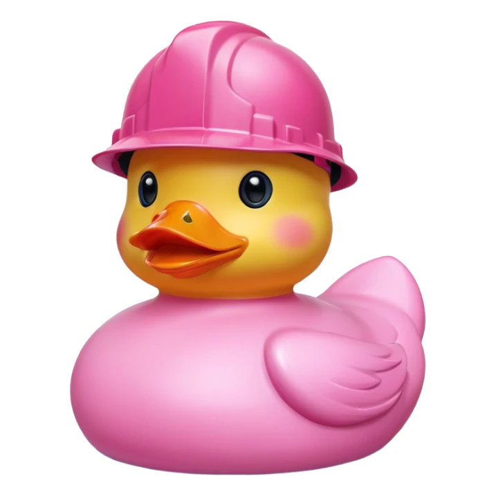 Pink rubber duck with a pink hard hat sticker