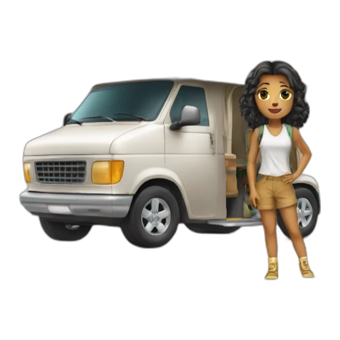Fille riche avec camping car sticker