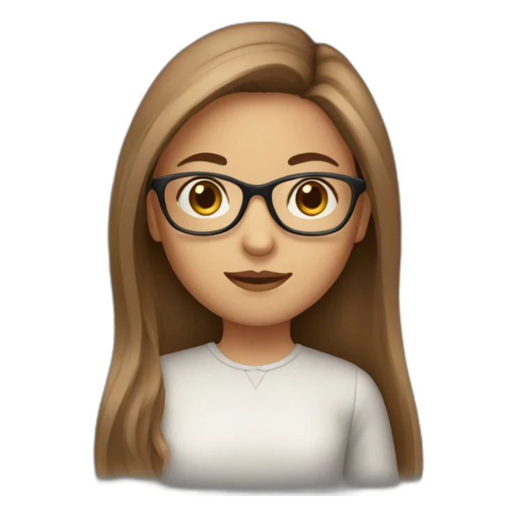 girl with brown long hair and transparent glasses sticker