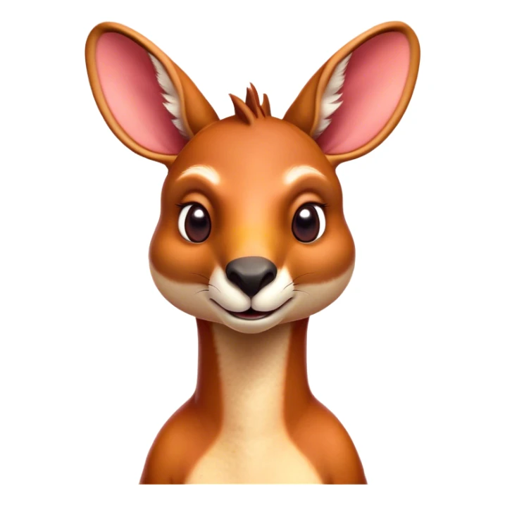 Cinematic Comical Adult Red Kangaroo Portrait Emoji, Head tilted dramatically with an exaggeratedly shocked expression, featuring a robust, dynamic build with a uniquely red kangaroo-shaped head sporting an elongated snout and wide, comically expressive eyes full of playful disbelief, Simplified yet hilariously expressive features, highly detailed, glowing with a slightly sassy outback glow, high shine, dramatic yet playful, stylized with an air of cheeky wild mischief, soft glowing outline, capturing the essence of a meme-worthy kangaroo that looks ready to bound its way into viral fame! sticker