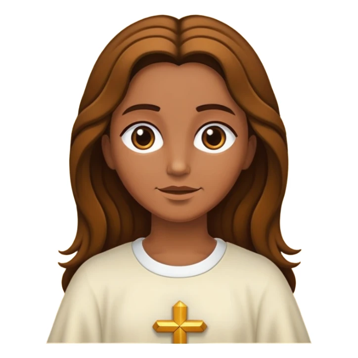 Faça uma menina morena de cabelo cacheado com as pontas claras, abraçando Jesus  sticker