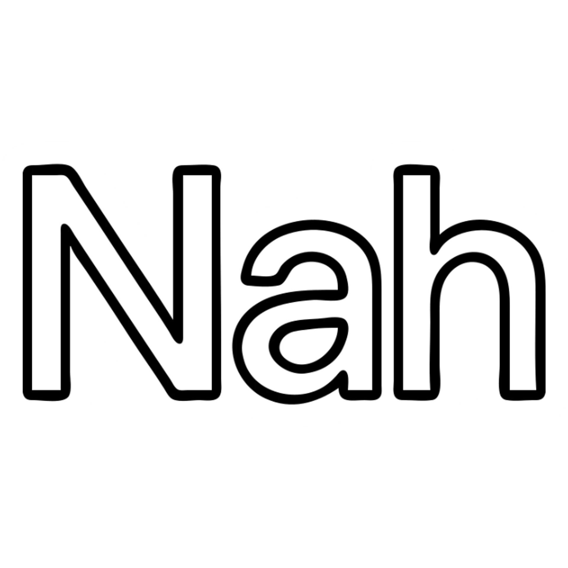 simple icon of the word 'Nah', clean lines, minimal, suitable for app or web use sticker
