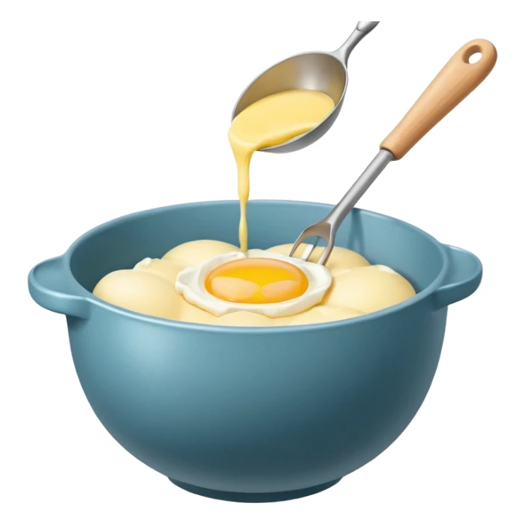baking preperation with mixing bowl with uncracked eggs and butter sticker