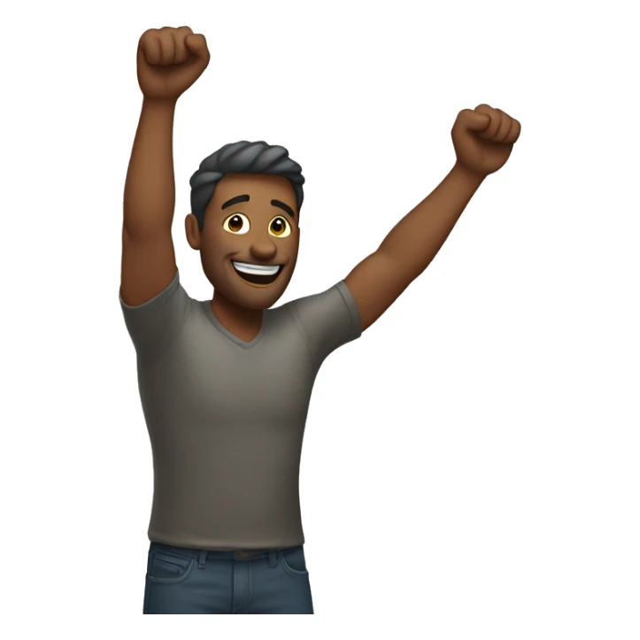 man with arms up in the air sticker
