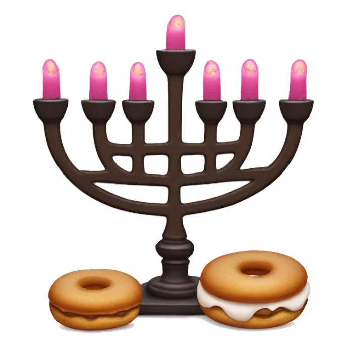 Menorah with a jelly donut sticker