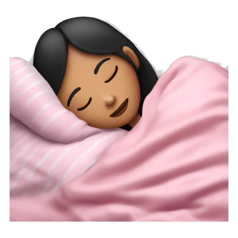 Pale girl with black hair and pink pyjamas sleeping sticker