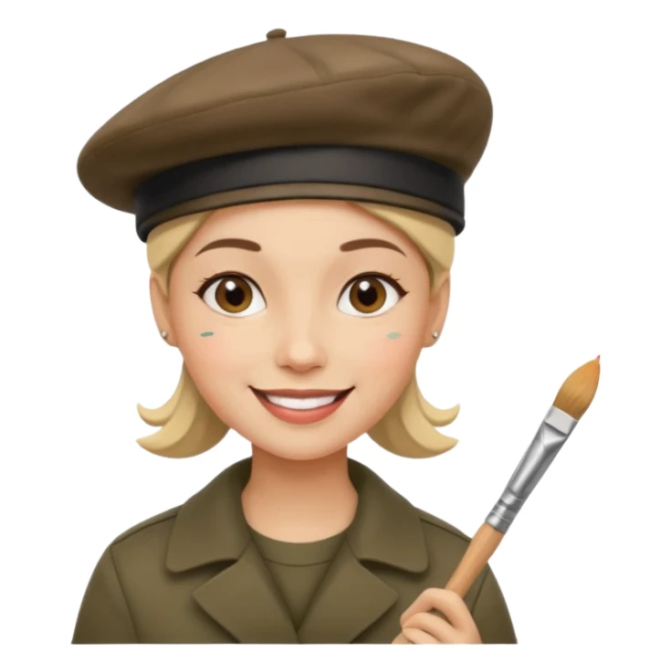 artist with beret and painter sticker
