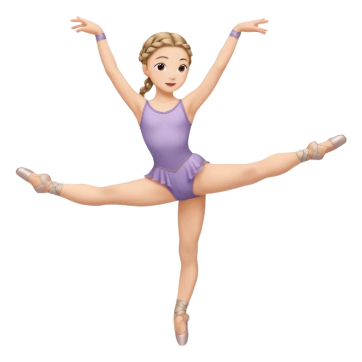 A young dancer with braided hair, practicing a gentle arabesque. sticker