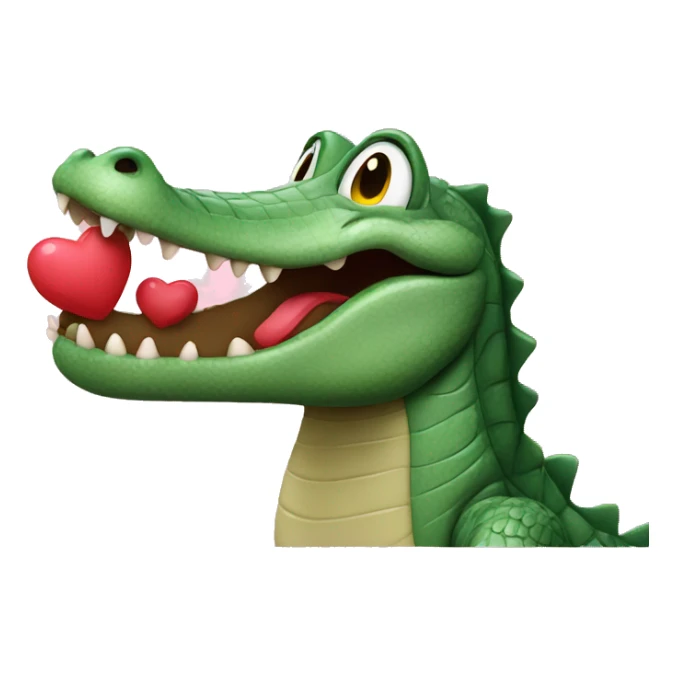 Alligator blowing a kiss with heart sticker