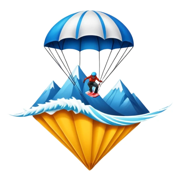 A bold emblem featuring a combination of symbols representing various extreme sports, like a mountain peak, a parachute, and a wave. The design is dynamic and sharp, capturing the thrill and adventure of extreme sports, with a strong, energetic vibe. sticker