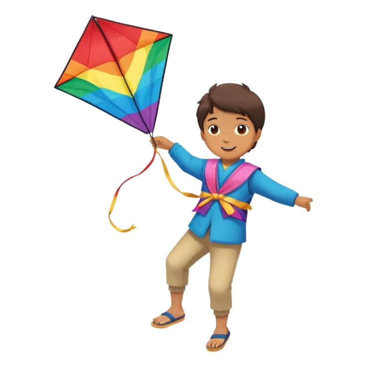 Child flying Japanese kite  sticker