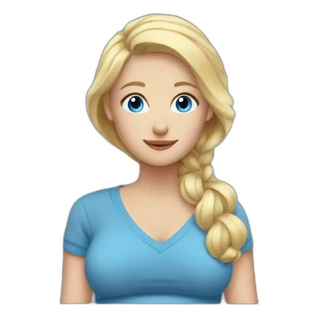 pregnant blonde with blue eyes in a blue sweater sticker