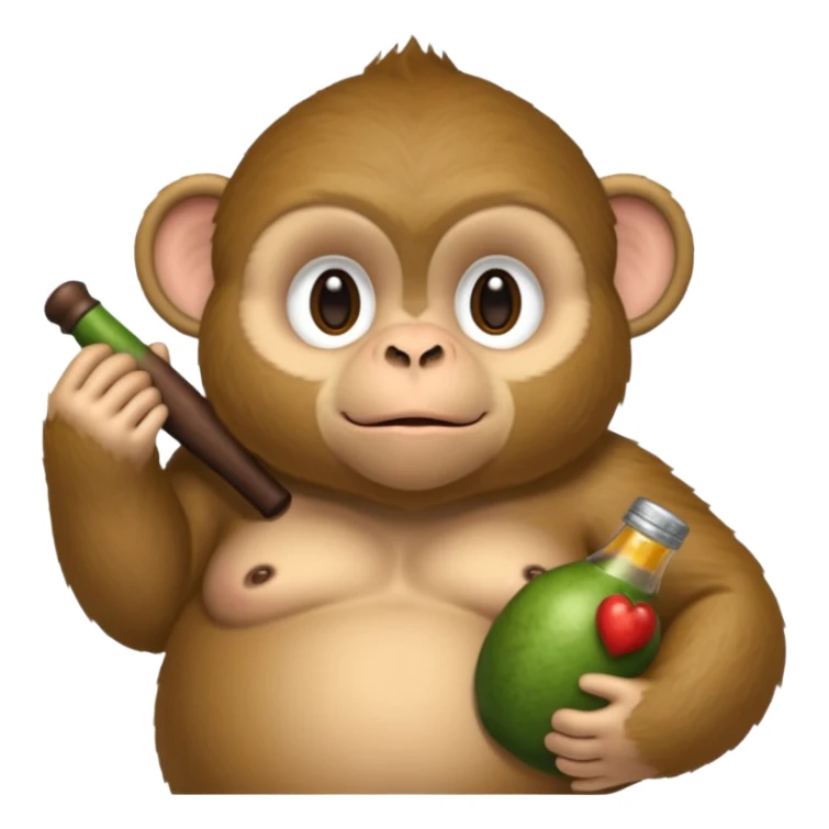 Fat monkey holding a cuerno de chivo  sticker