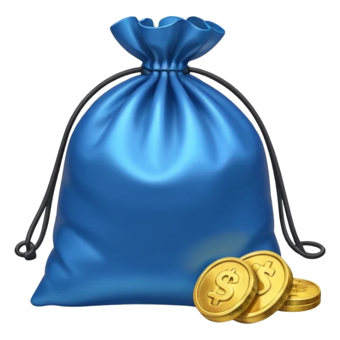 bag of blue coins sticker