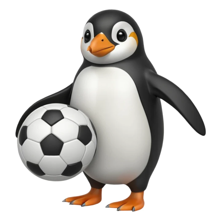 penguin holding soccer ball in hand sticker