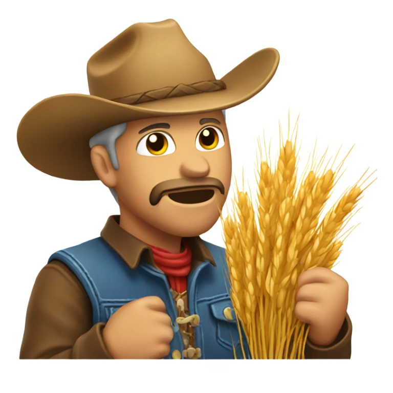 cowboy with wheat in mouth with his head down ￼ sticker