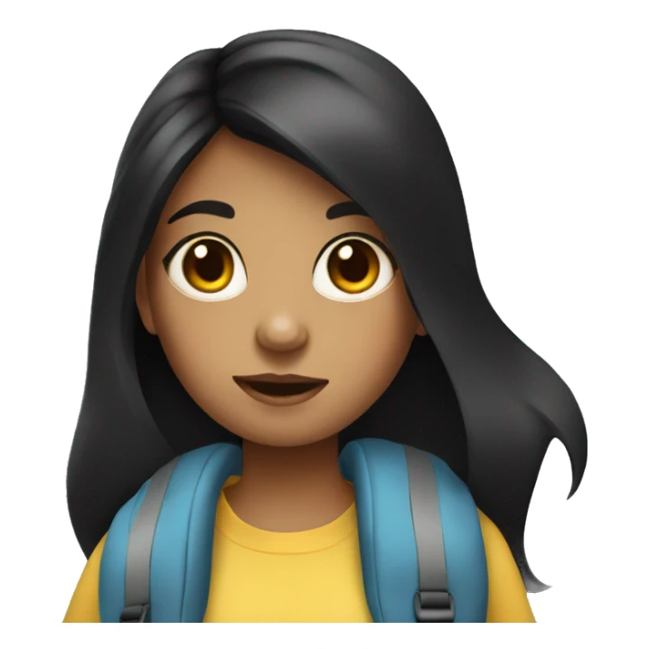 girl with backpack and black hair big eyes sticker