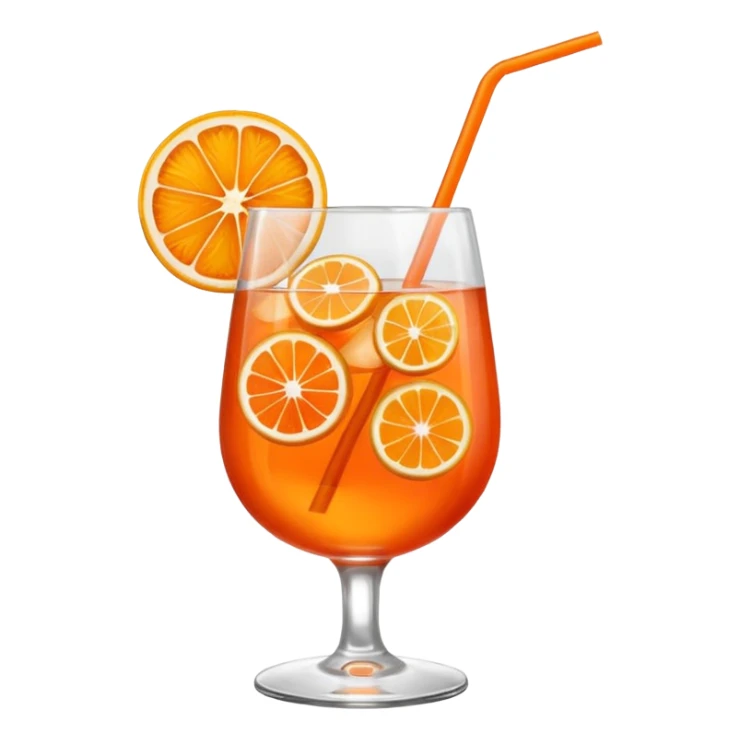 Mach mir einen Aperol in Emoji Stil - eine Orangenscheibe im Glas und ein Strohhalm - keine Deko  sticker