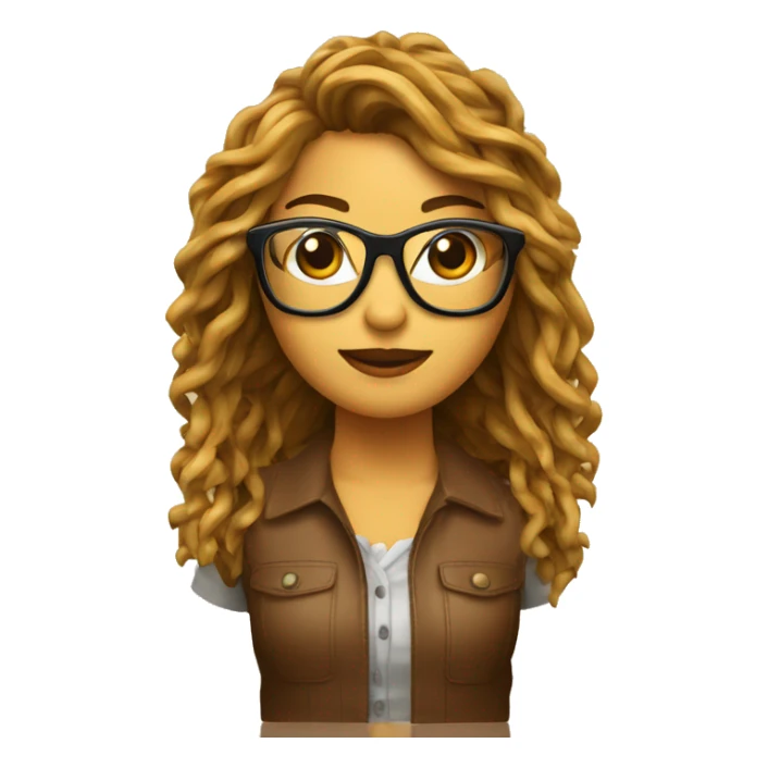 Chica con moño alto castaña con gafas de pasta marrones sticker