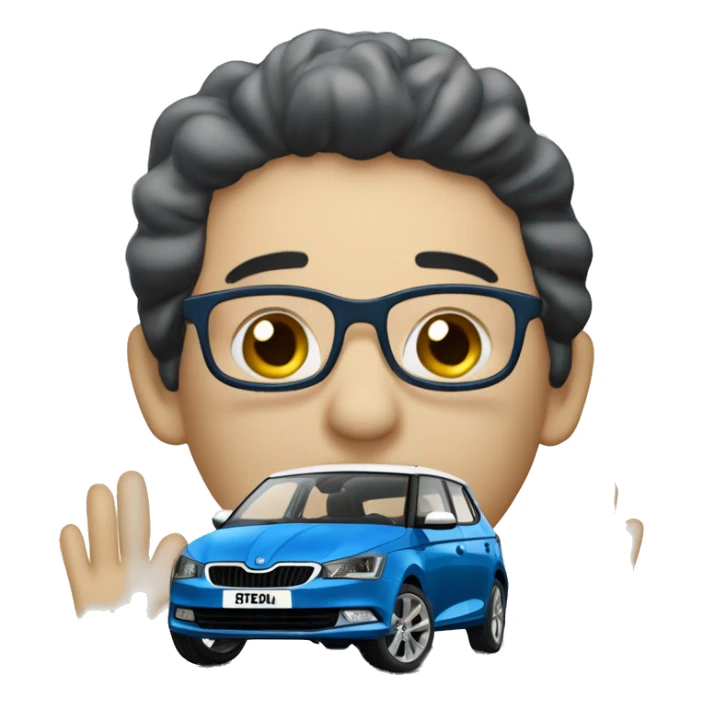 blue škoda fabia with white roof sticker