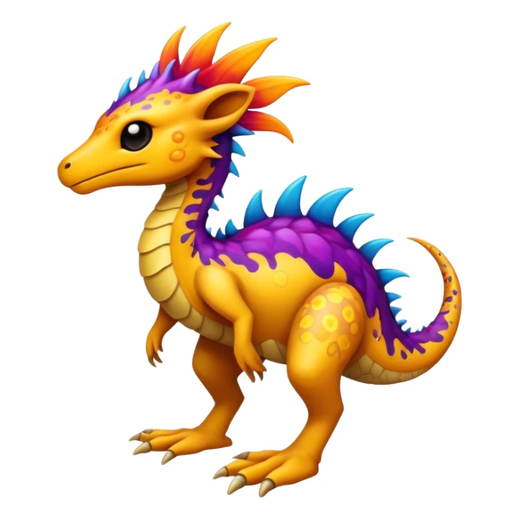 a colorful edgy vernid-fionbri-creature with splash patterns full body.  sticker