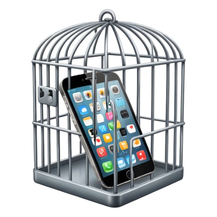 a mobile phone locked in cage sticker