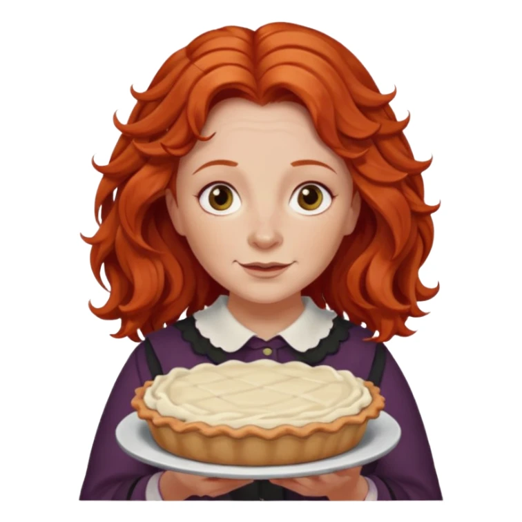 Molly Weasley with wavy hair and pie in her hands sticker