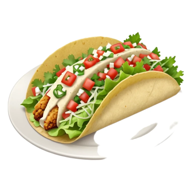 Crispy fish taco with shredded lettuce, cilantro, pico, and queso sticker